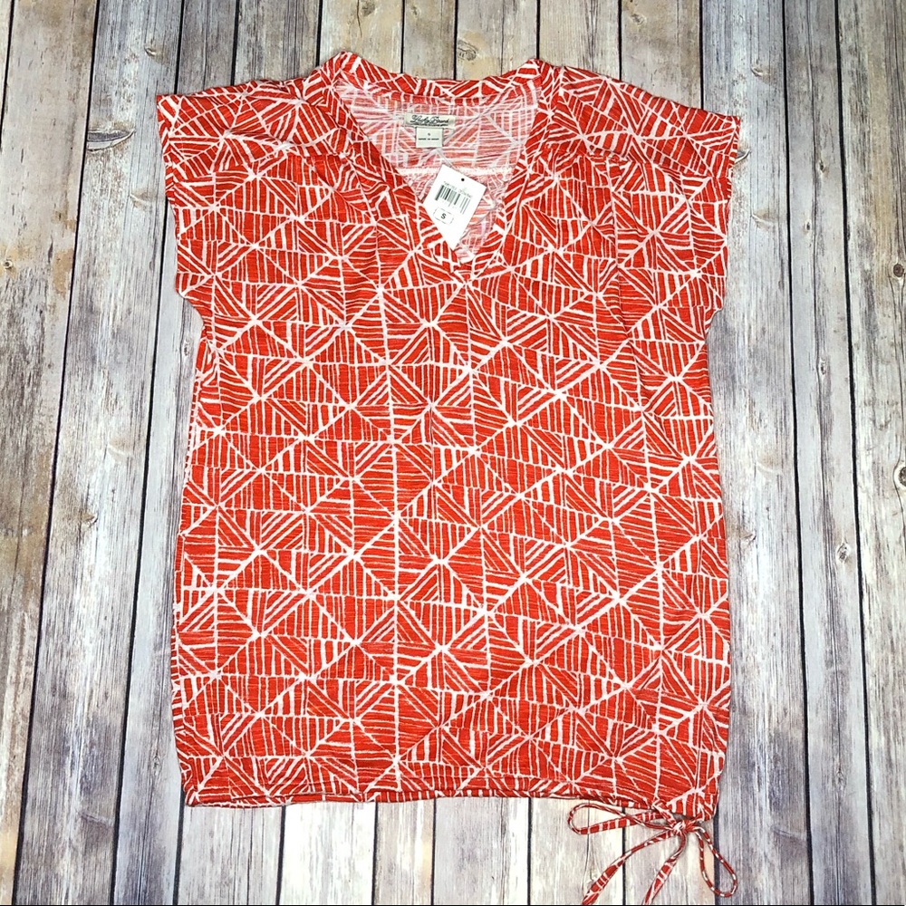 Lucky Brand Orangey Red V-neck Top #C14